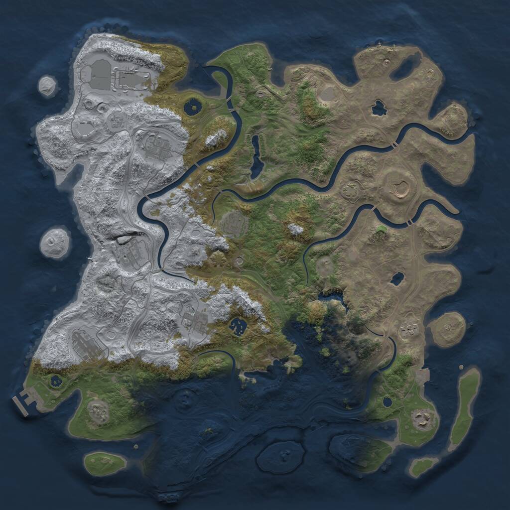 Rust Map: Procedural Map, Size: 4500, Seed: 457458532, 16 Monuments
