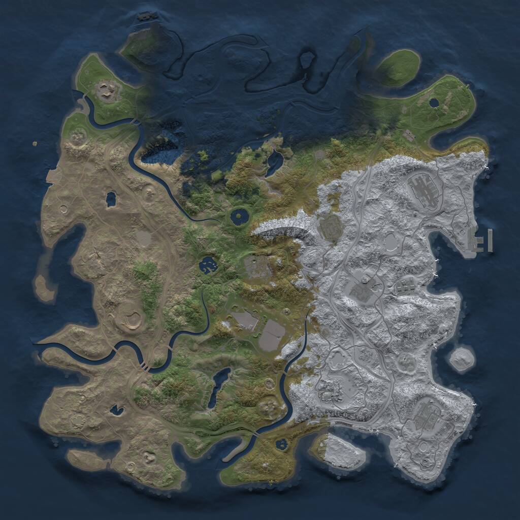Rust Map: Procedural Map, Size: 4500, Seed: 1783988356, 17 Monuments