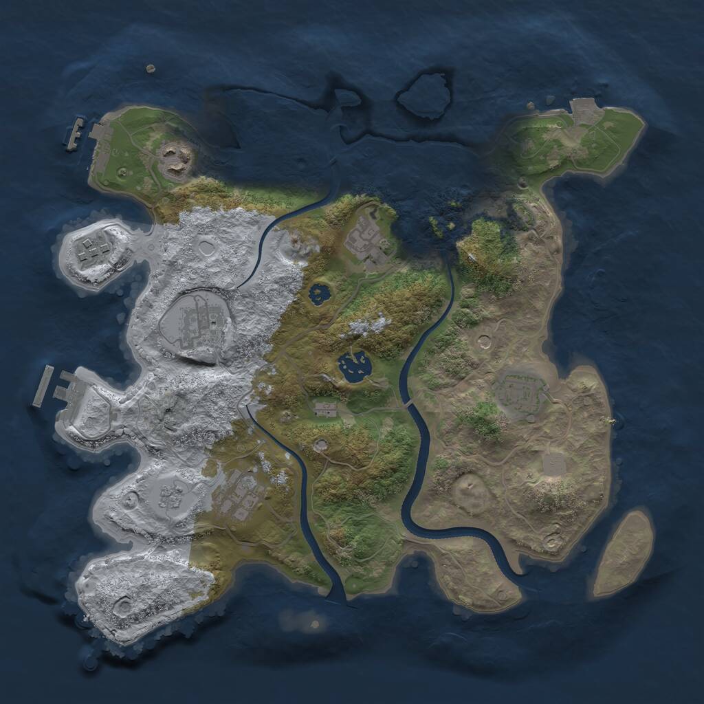 Rust Map: Procedural Map, Size: 3300, Seed: 373033727, 13 Monuments