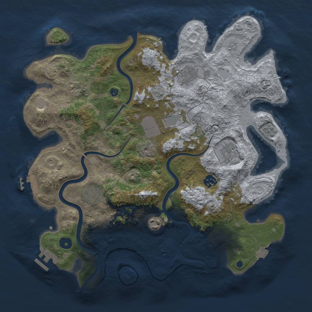 Rust Map: Procedural Map, Size: 3800, Seed: 501768511, 14 Monuments