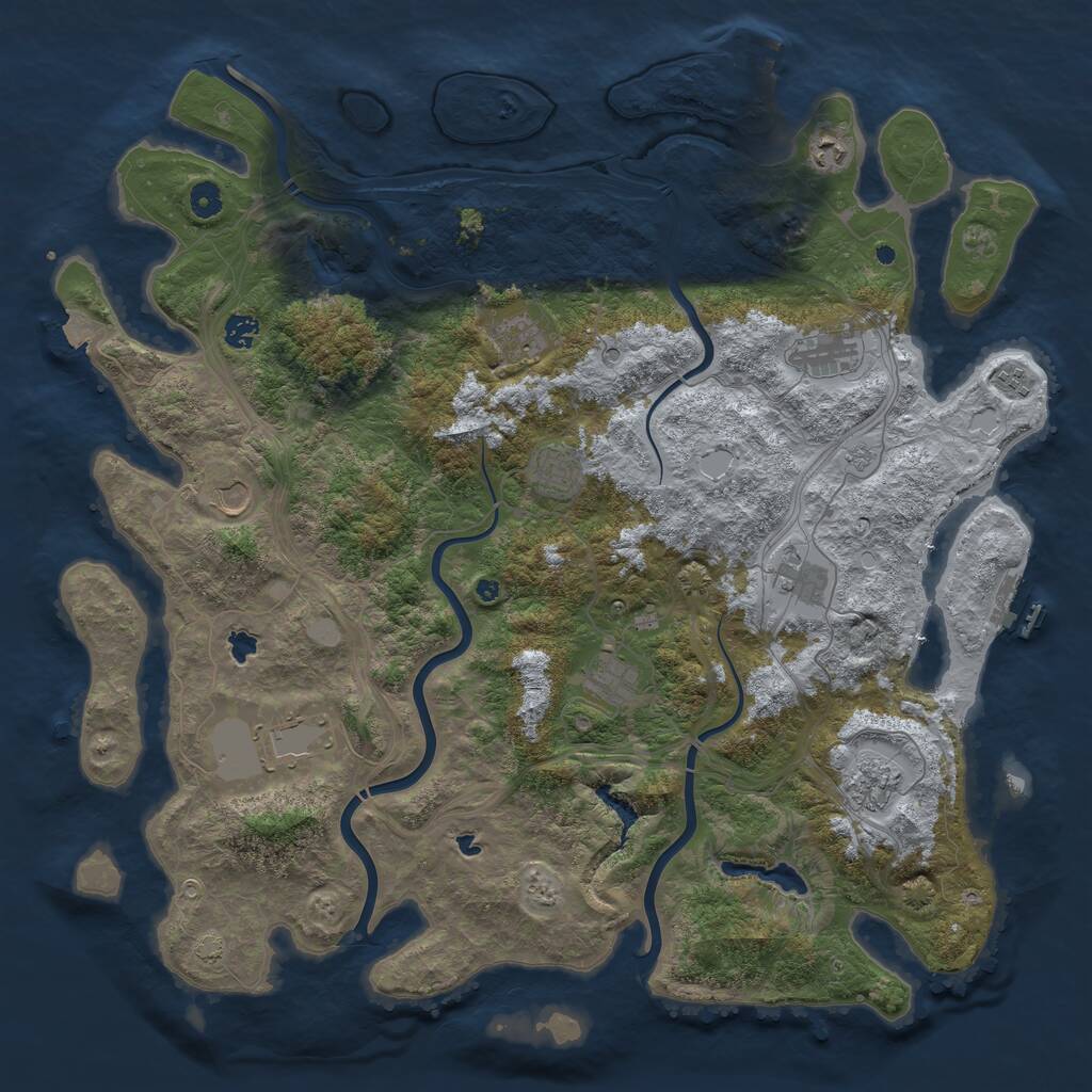 Rust Map: Procedural Map, Size: 4750, Seed: 1017993472, 17 Monuments
