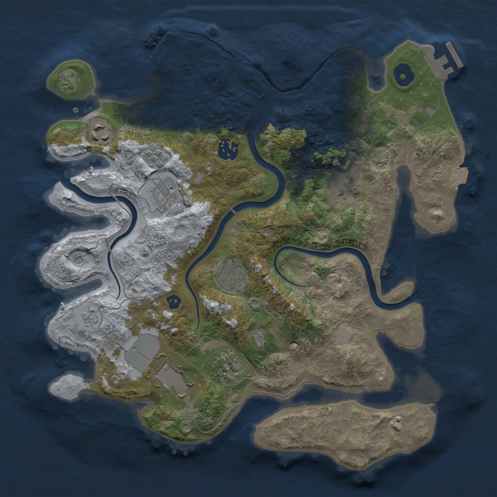 Rust Map: Procedural Map, Size: 3500, Seed: 76535719, 14 Monuments