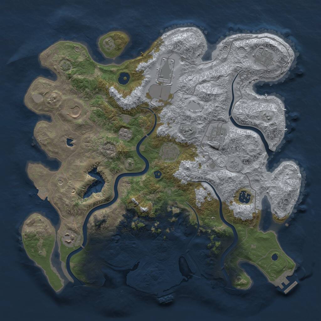 Rust Map: Procedural Map, Size: 4000, Seed: 799353239, 14 Monuments
