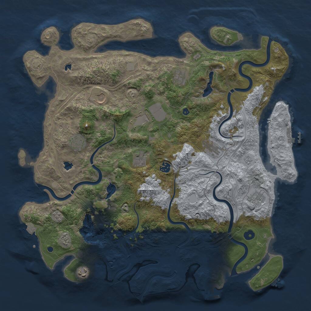 Rust Map: Procedural Map, Size: 4500, Seed: 844987616, 16 Monuments