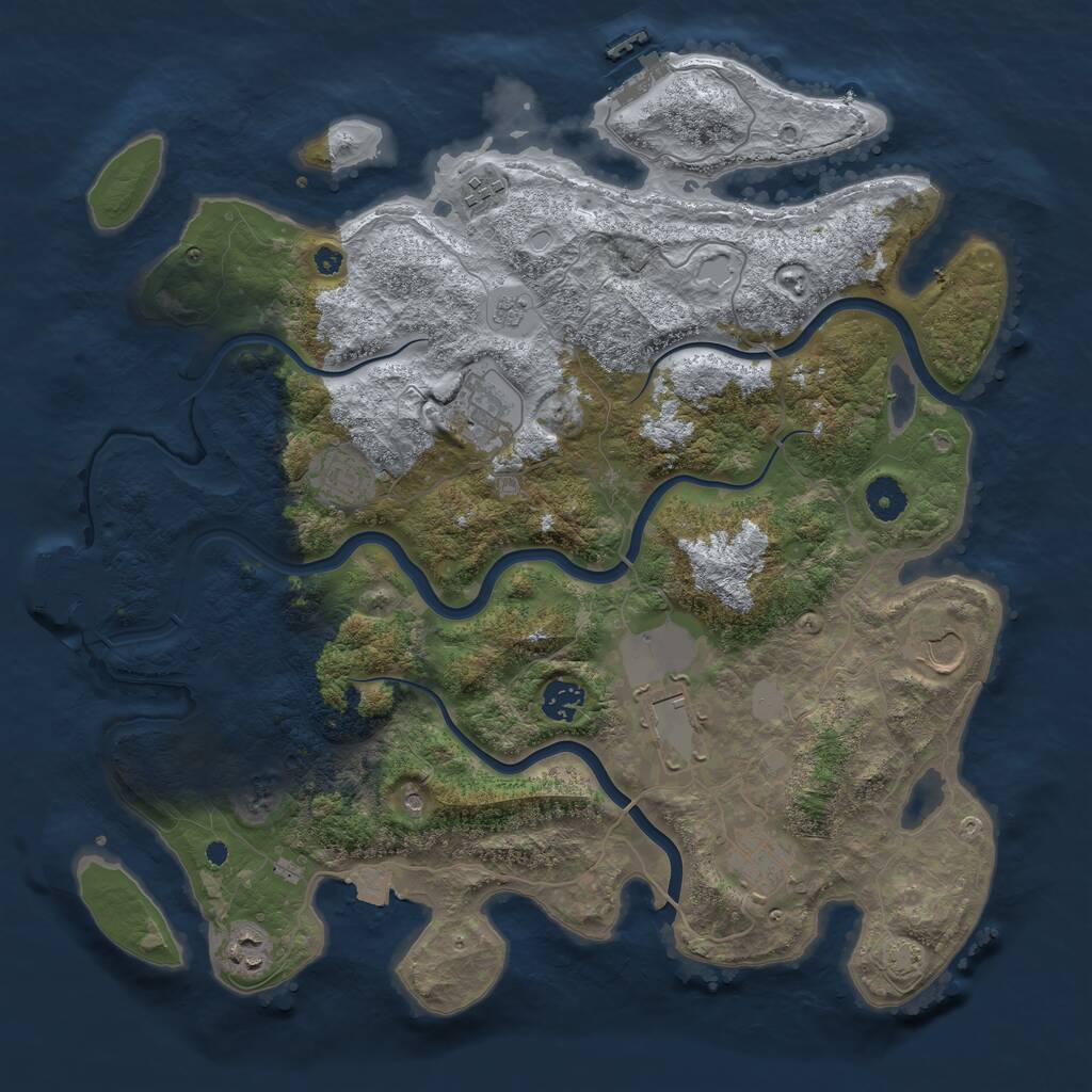 Rust Map: Procedural Map, Size: 3950, Seed: 878791196, 14 Monuments