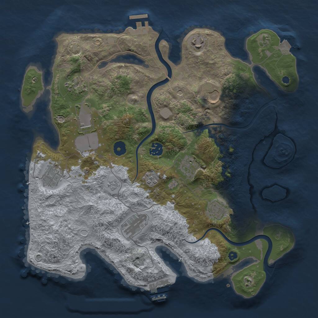 Rust Map: Procedural Map, Size: 3500, Seed: 971804926, 16 Monuments