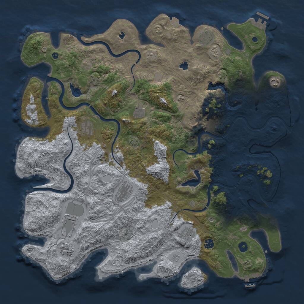 Rust Map: Procedural Map, Size: 4650, Seed: 1977704926, 17 Monuments