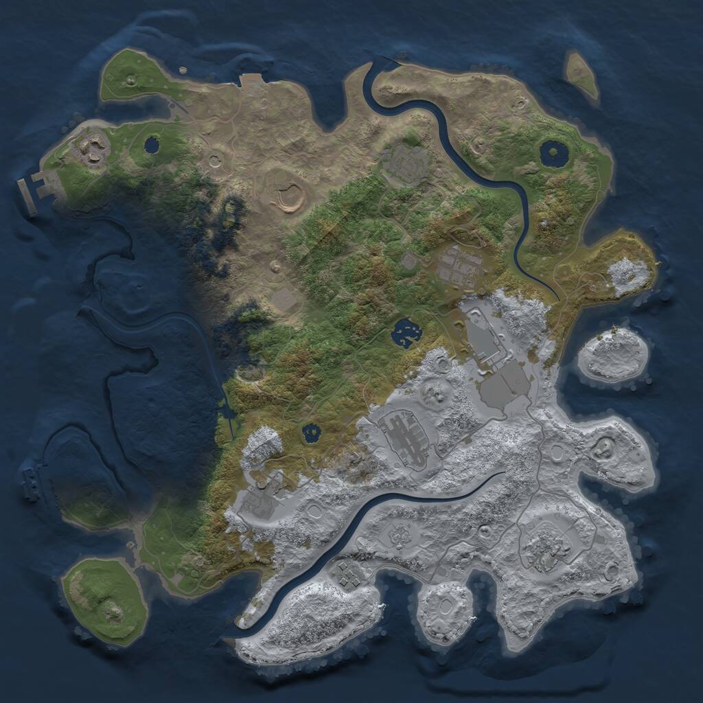 Rust Map: Procedural Map, Size: 3700, Seed: 1331288570, 16 Monuments