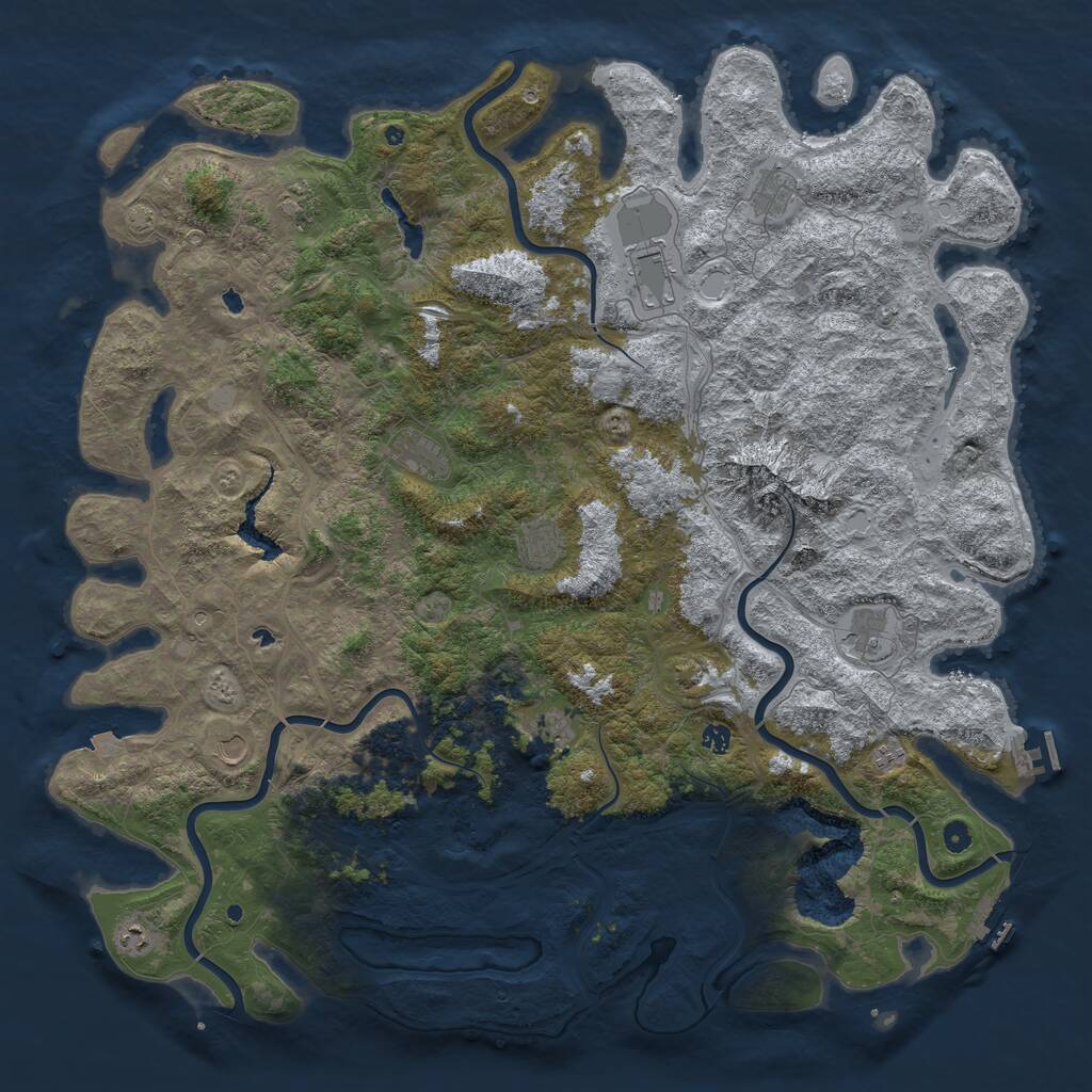 Rust Map: Procedural Map, Size: 5500, Seed: 1245125, 17 Monuments