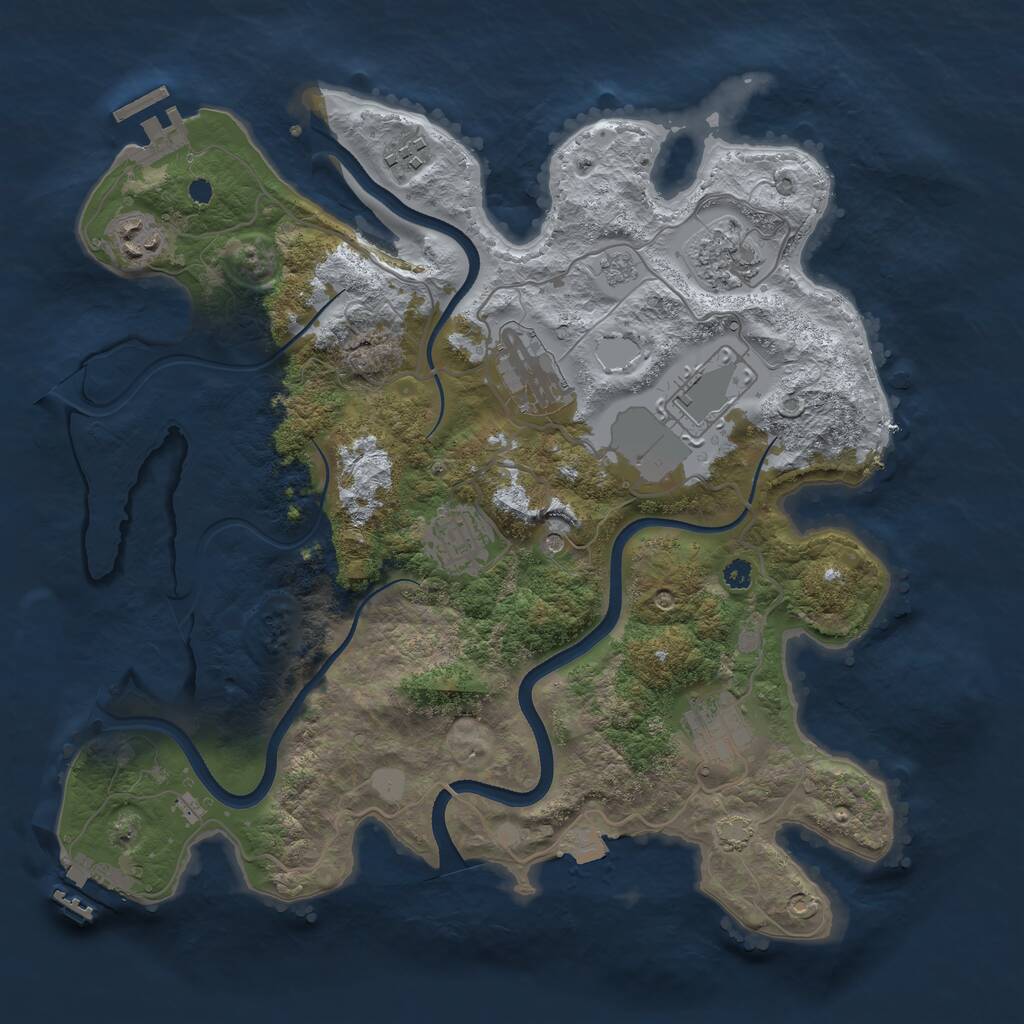 Rust Map: Procedural Map, Size: 3500, Seed: 1195520725, 13 Monuments