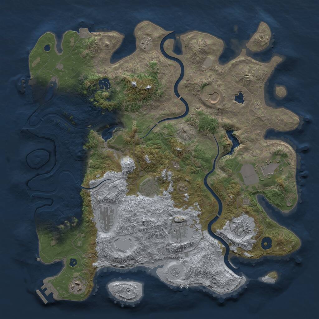 Rust Map: Procedural Map, Size: 4000, Seed: 49647, 15 Monuments