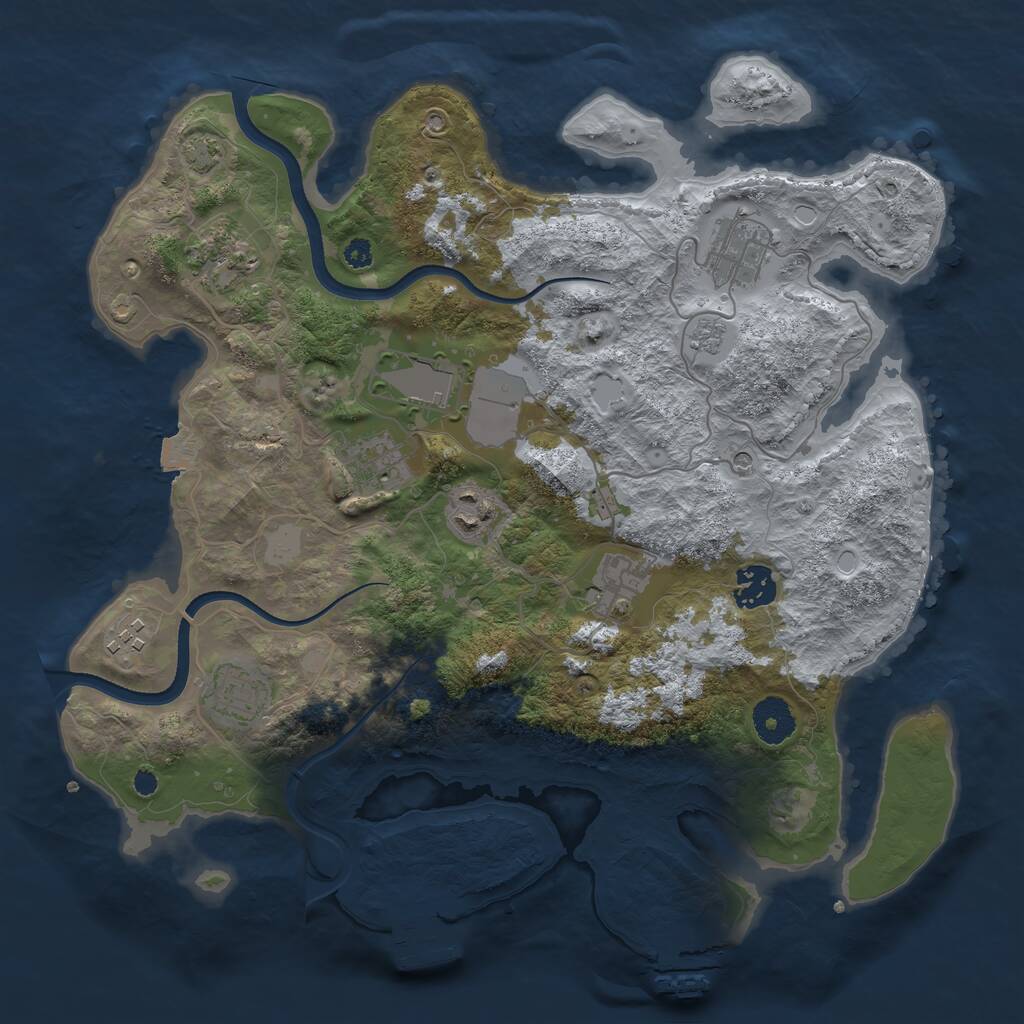 Rust Map: Procedural Map, Size: 3500, Seed: 2136559377, 15 Monuments