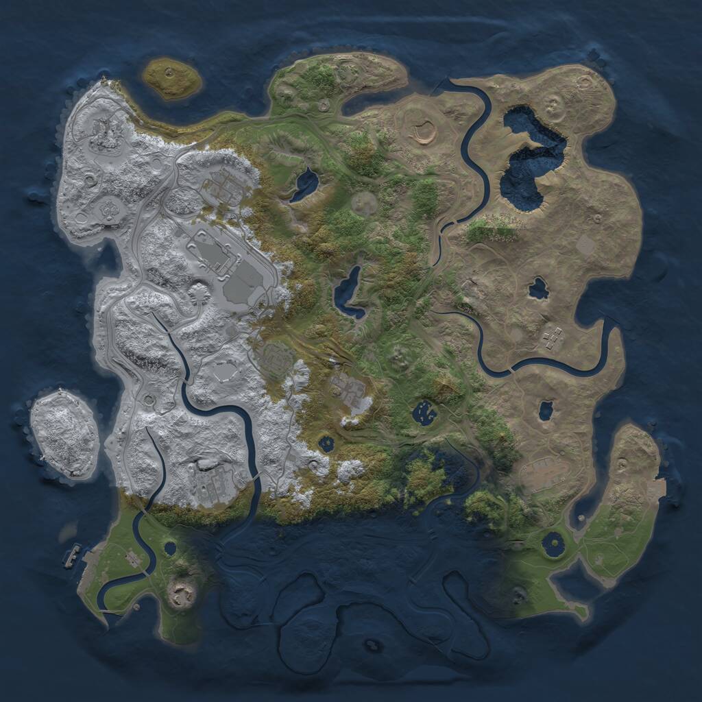 Rust Map: Procedural Map, Size: 4500, Seed: 1643493954, 16 Monuments