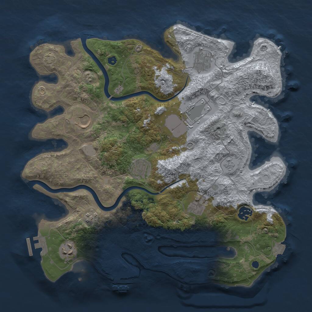 Rust Map: Procedural Map, Size: 3500, Seed: 1245125, 14 Monuments