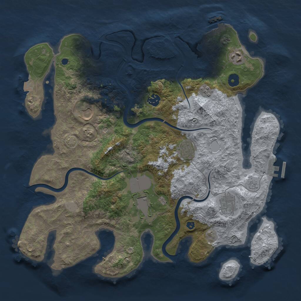 Rust Map: Procedural Map, Size: 3700, Seed: 1324459406, 13 Monuments
