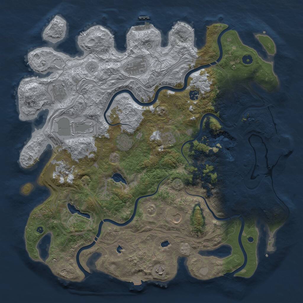 Rust Map: Procedural Map, Size: 4500, Seed: 2017, 16 Monuments