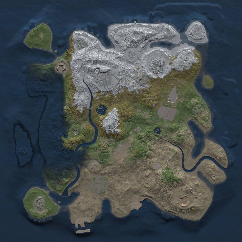Rust Map: Procedural Map, Size: 3500, Seed: 835151093, 14 Monuments
