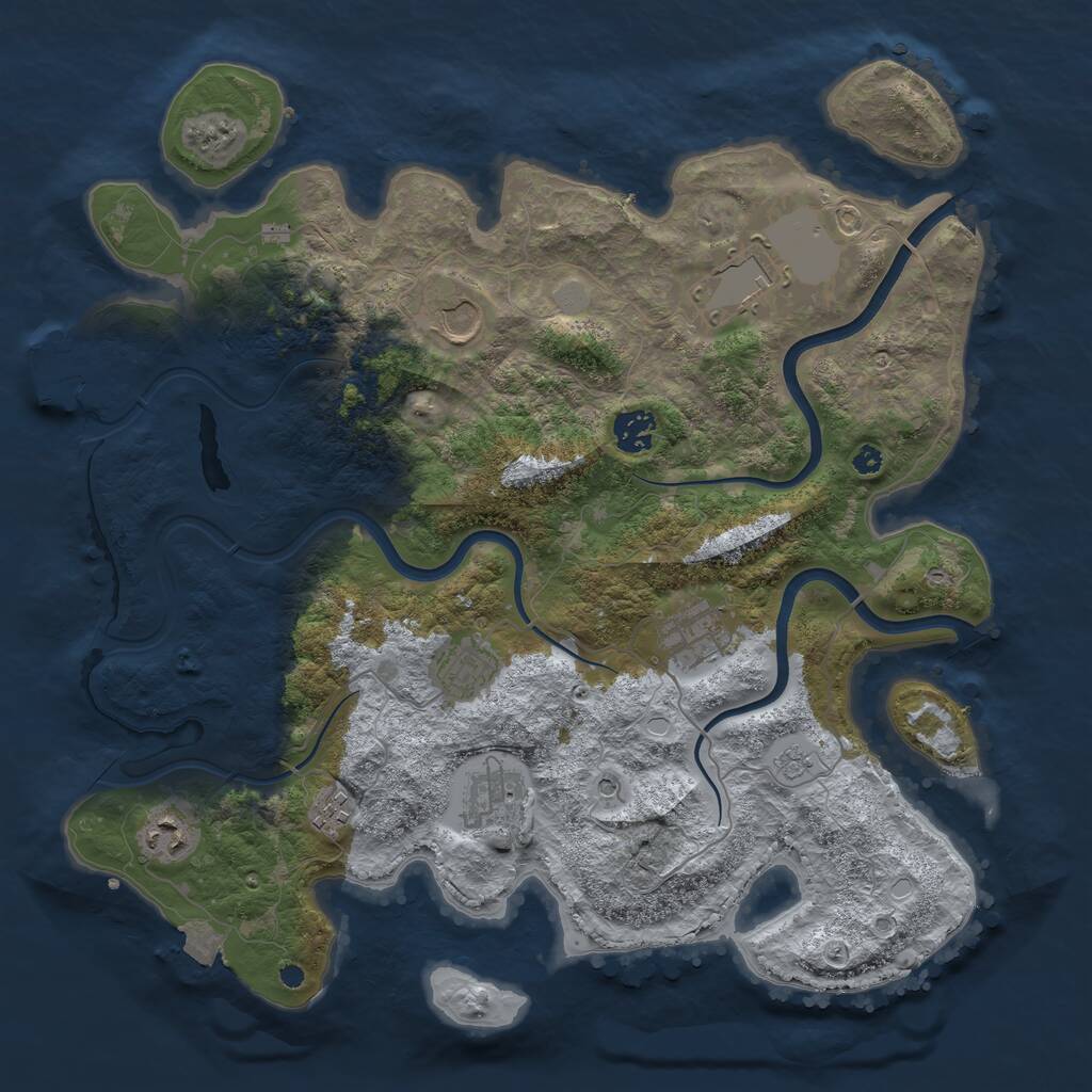 Rust Map: Procedural Map, Size: 3800, Seed: 1039423649, 13 Monuments