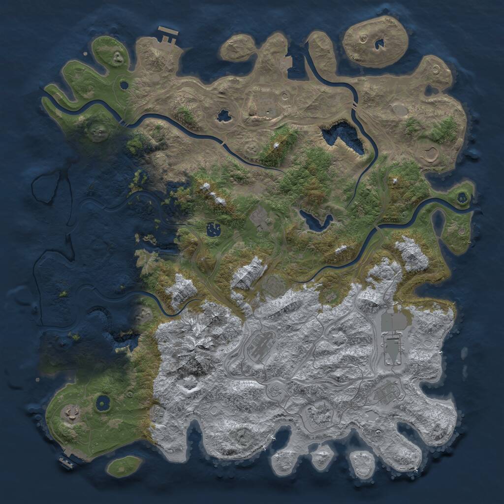 Rust Map: Procedural Map, Size: 5000, Seed: 846746, 17 Monuments