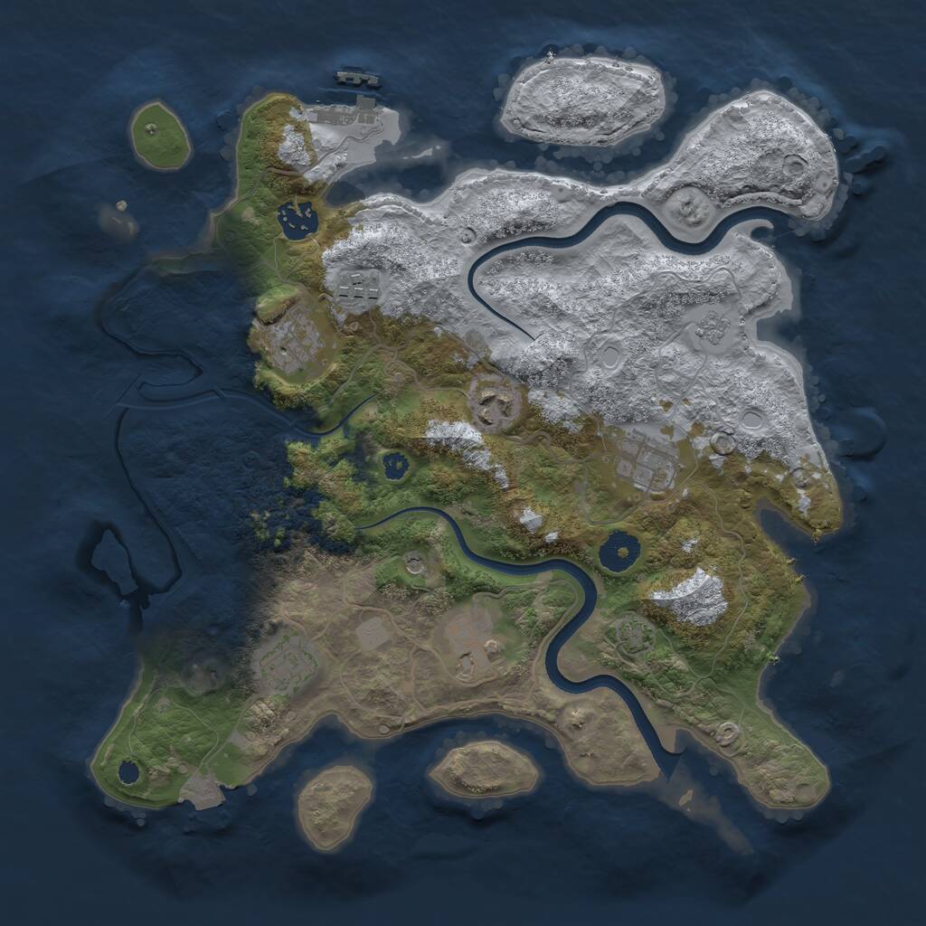 Rust Map: Procedural Map, Size: 3483, Seed: 493705415, 12 Monuments