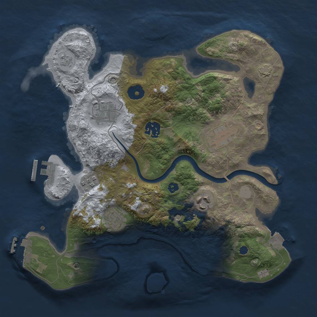 Rust Map: Procedural Map, Size: 3000, Seed: 2134329667, 12 Monuments