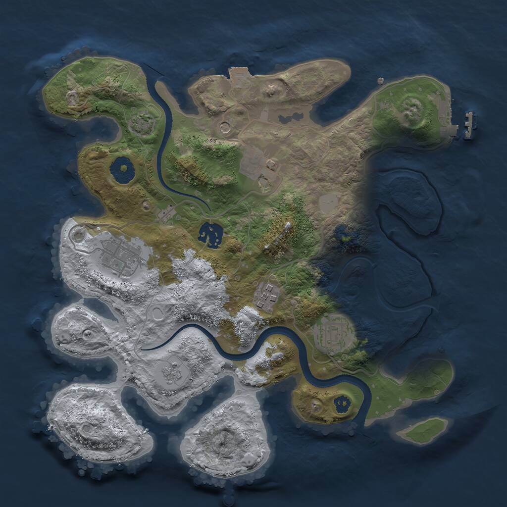 Rust Map: Procedural Map, Size: 3000, Seed: 1035547335, 10 Monuments