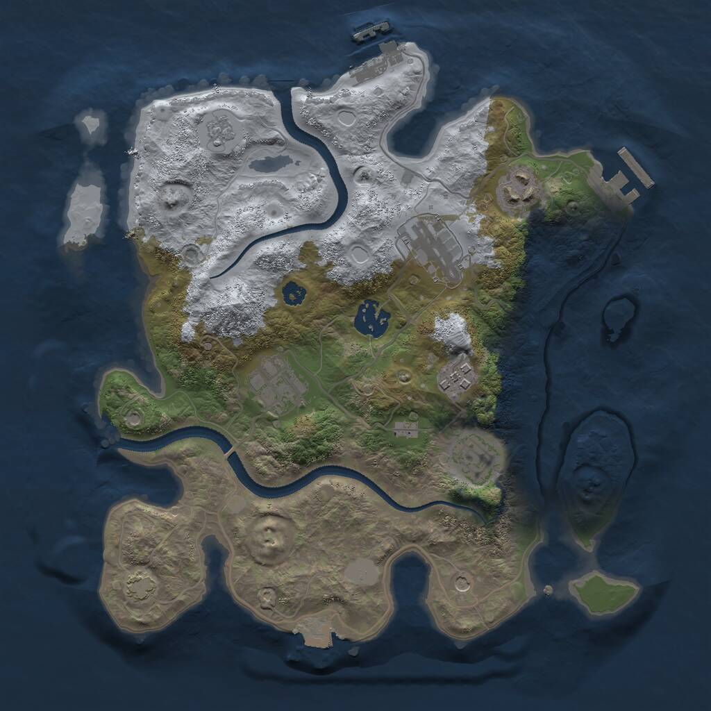 Rust Map: Procedural Map, Size: 3000, Seed: 860924886, 12 Monuments