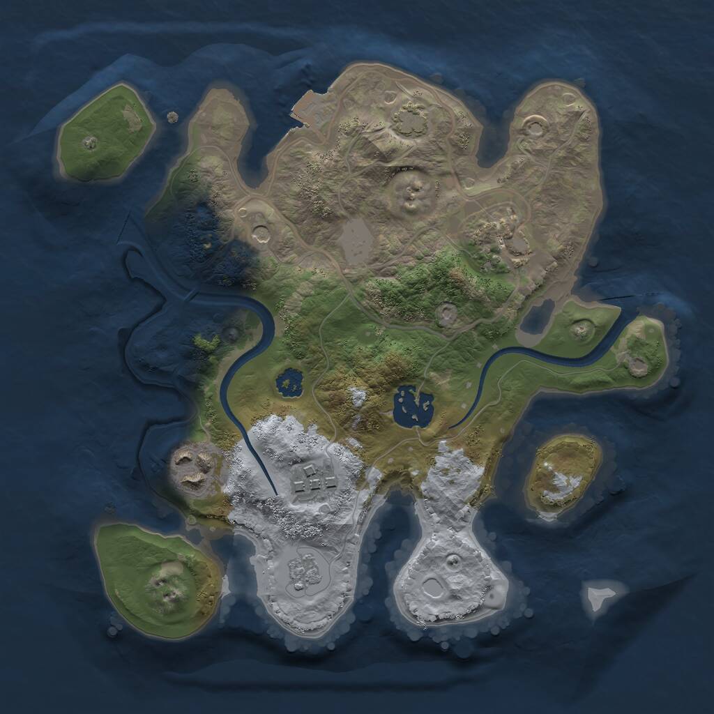 Rust Map: Procedural Map, Size: 2500, Seed: 98532827, 8 Monuments