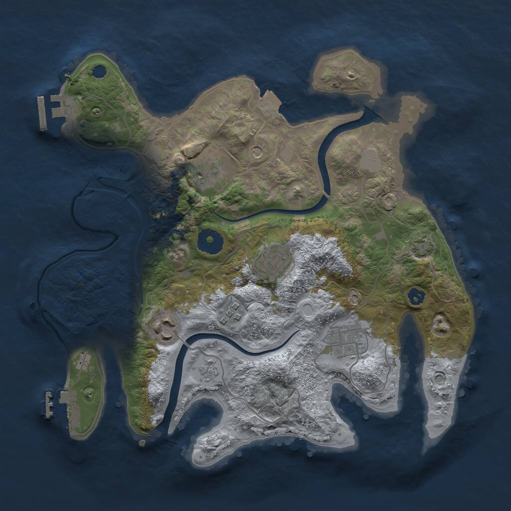 Rust Map: Procedural Map, Size: 3000, Seed: 1908857414, 11 Monuments