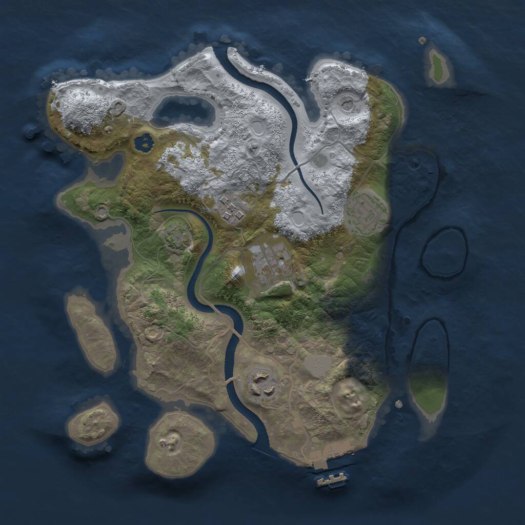 Rust Map: Procedural Map, Size: 2750, Seed: 1174403886, 8 Monuments