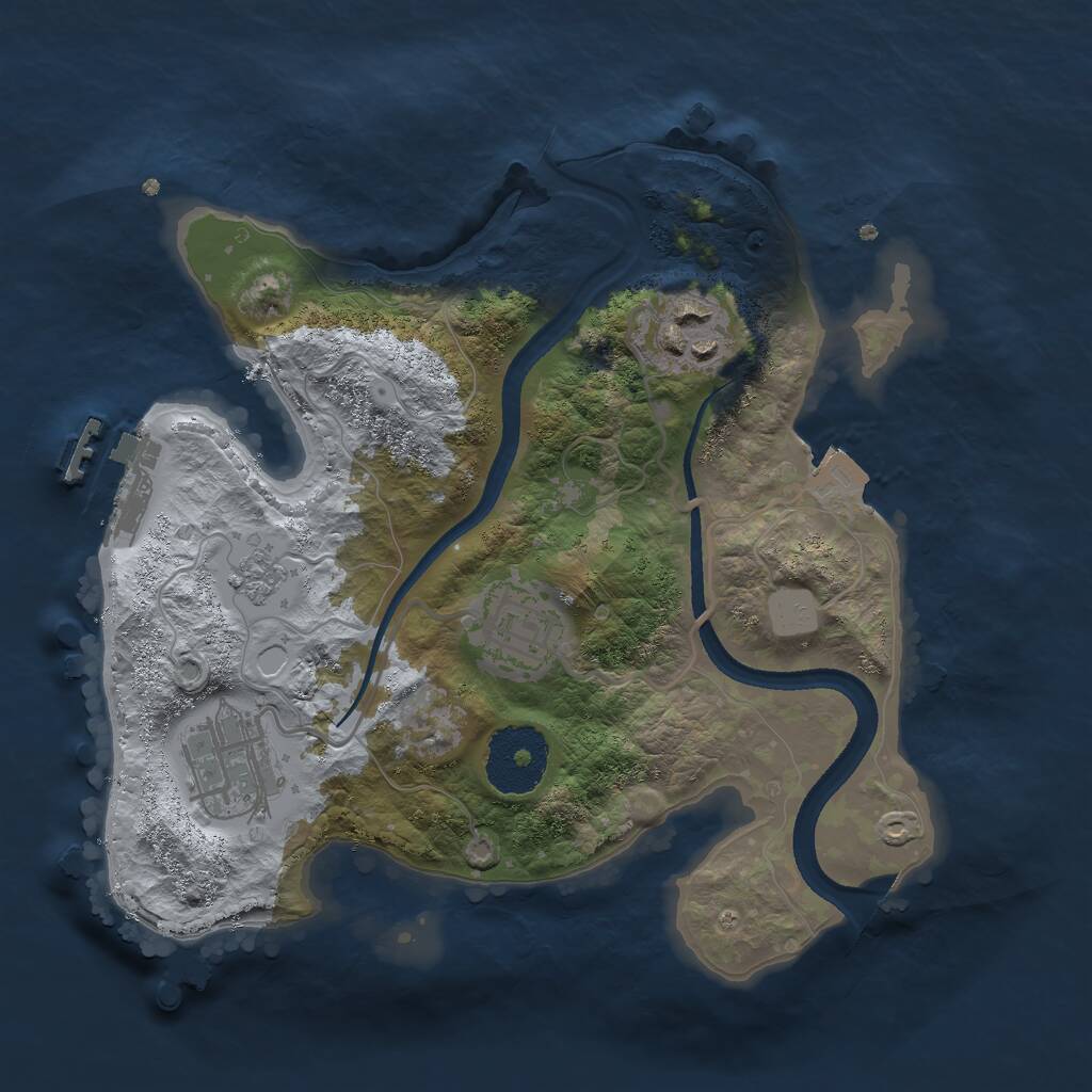 Rust Map: Procedural Map, Size: 2500, Seed: 1413807936, 6 Monuments