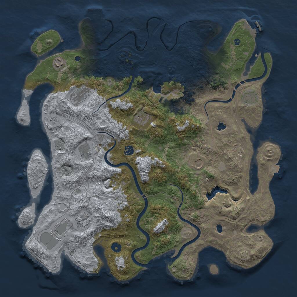 Rust Map: Procedural Map, Size: 4500, Seed: 327681060, 16 Monuments