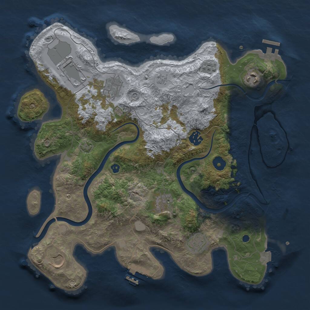 Rust Map: Procedural Map, Size: 3500, Seed: 1081355, 14 Monuments
