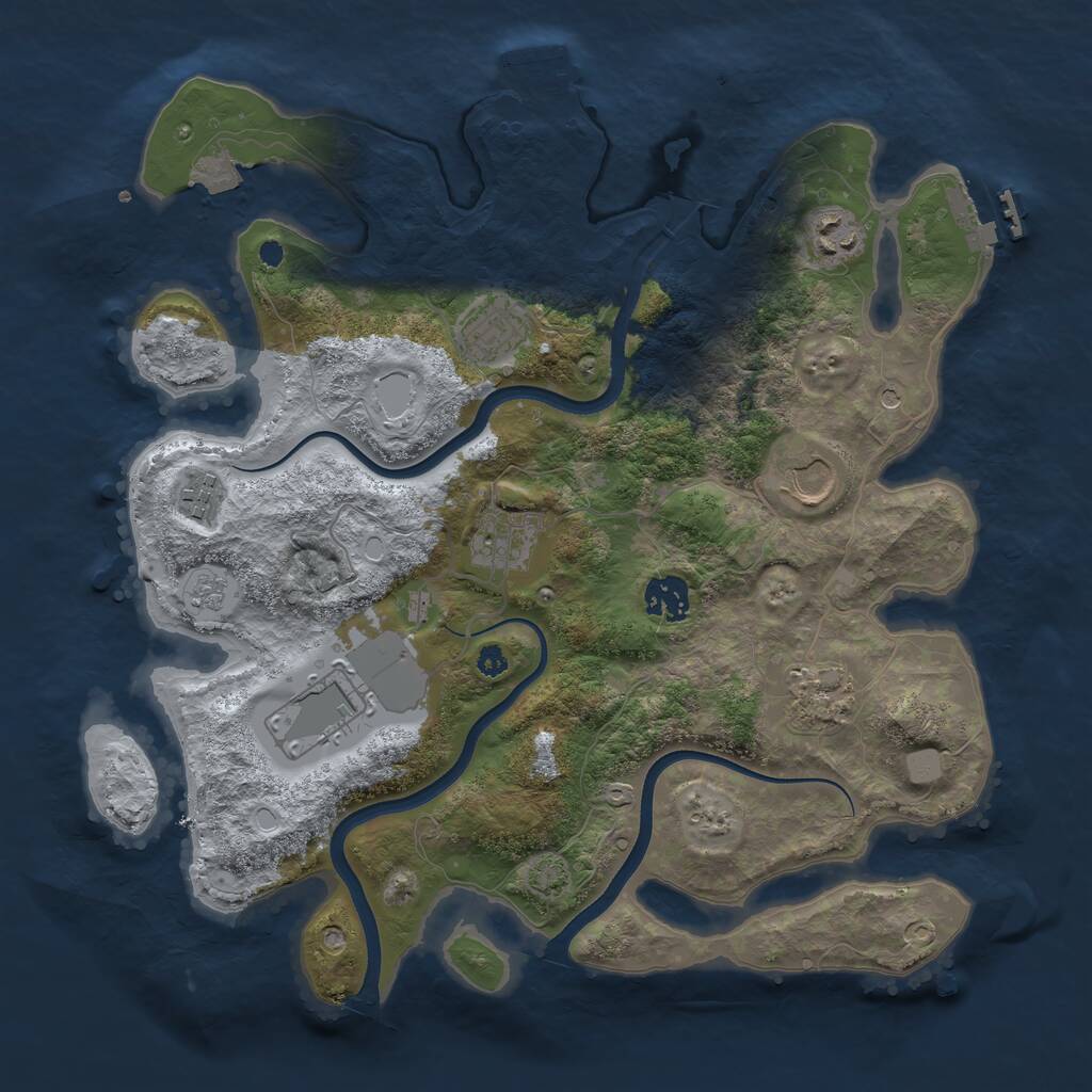 Rust Map: Procedural Map, Size: 3550, Seed: 906785143, 14 Monuments