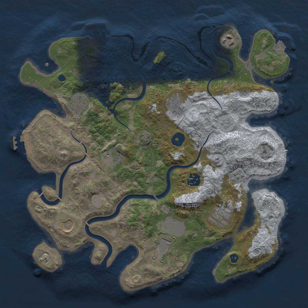 Rust Map: Procedural Map, Size: 3500, Seed: 102015991, 15 Monuments