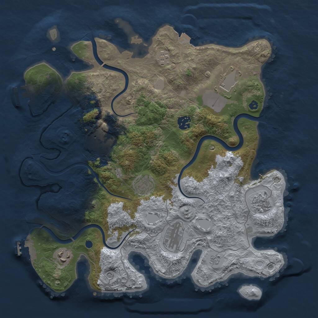 Rust Map: Procedural Map, Size: 3500, Seed: 410480155, 14 Monuments