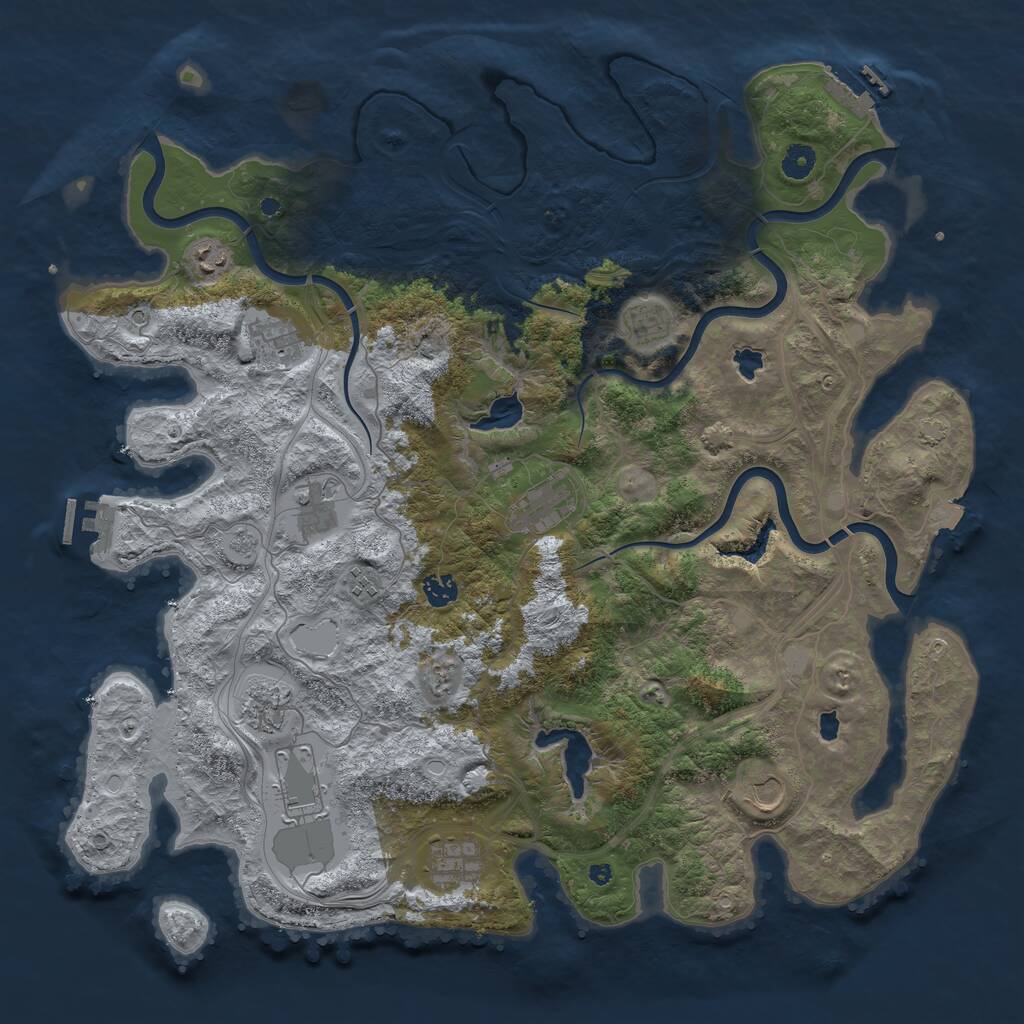 Rust Map: Procedural Map, Size: 4500, Seed: 867183174, 17 Monuments