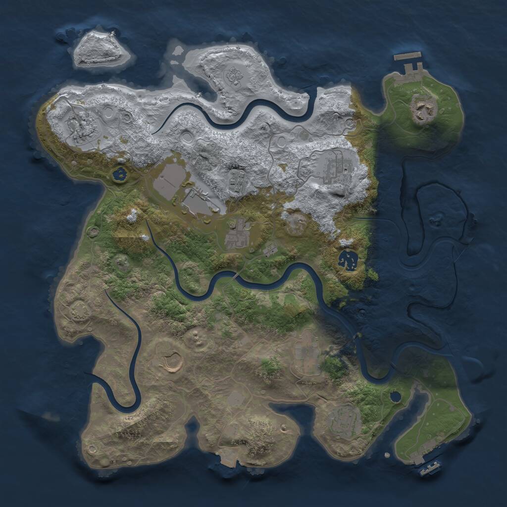 Rust Map: Procedural Map, Size: 3750, Seed: 912562, 16 Monuments