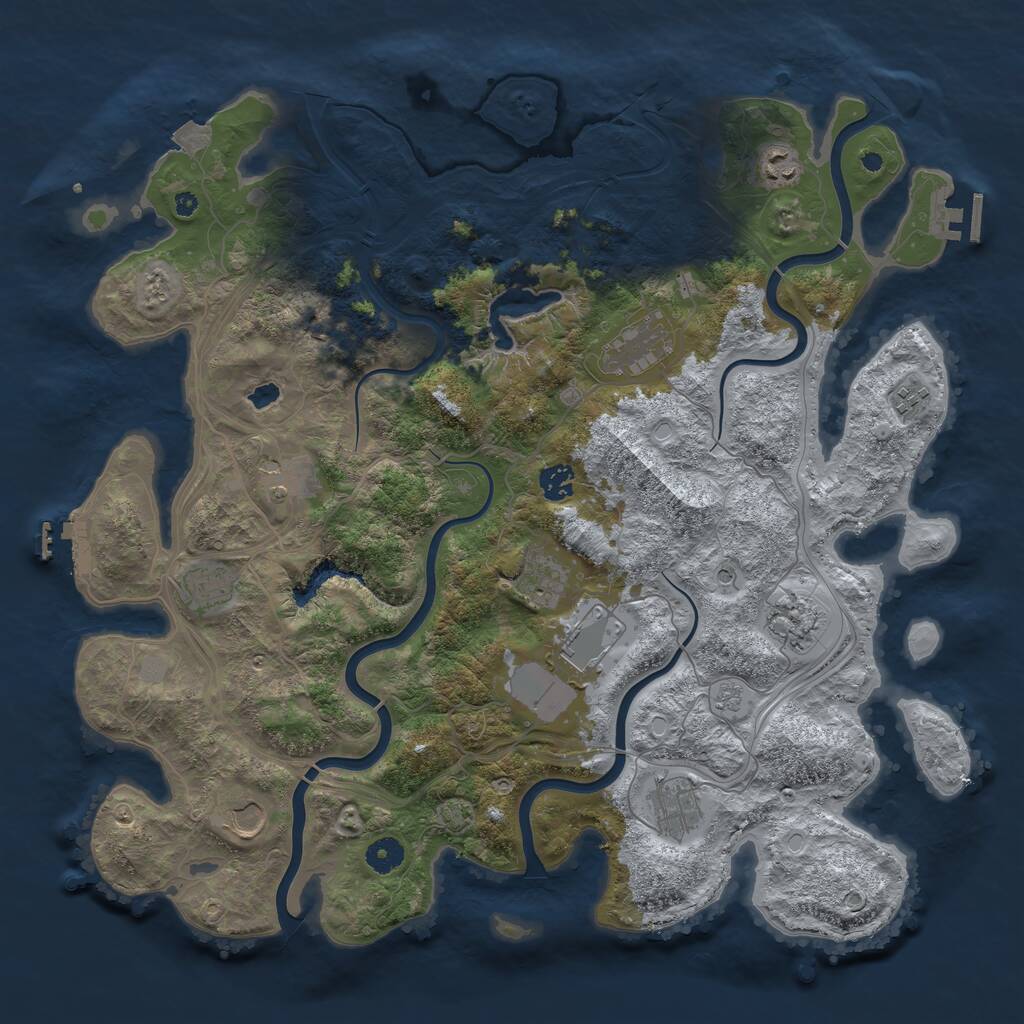 Rust Map: Procedural Map, Size: 4250, Seed: 761602730, 17 Monuments