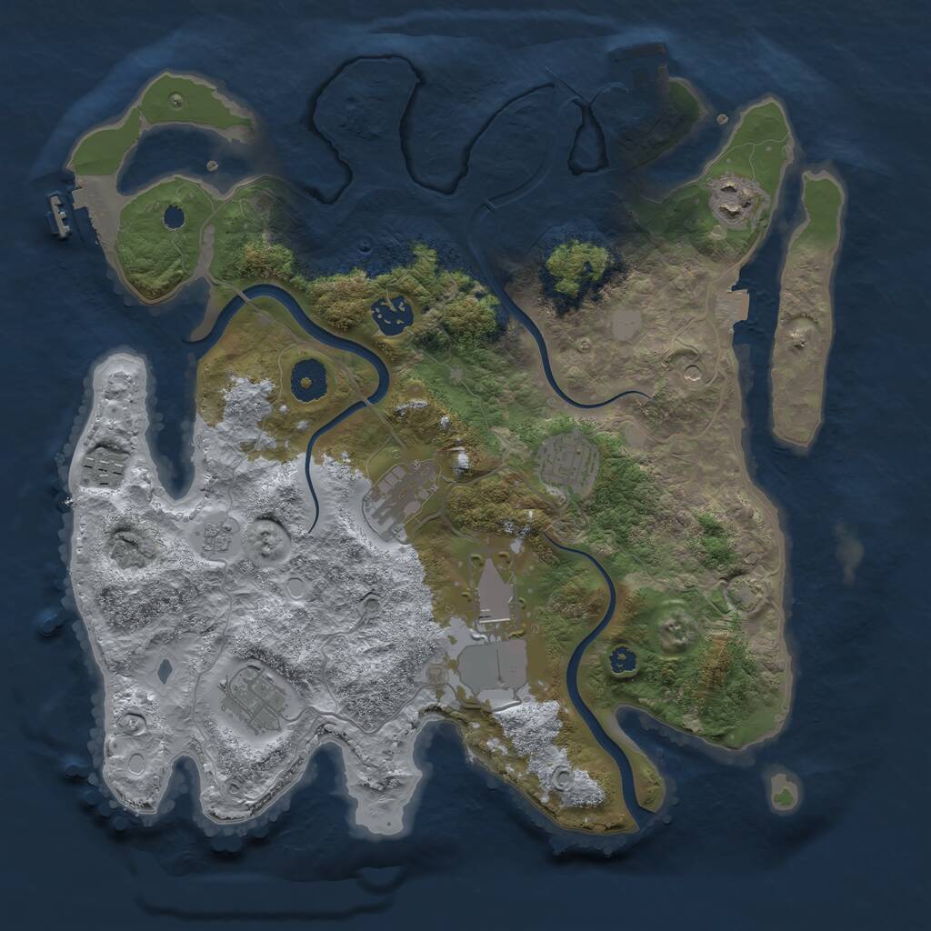 Rust Map: Procedural Map, Size: 3500, Seed: 634182783, 13 Monuments