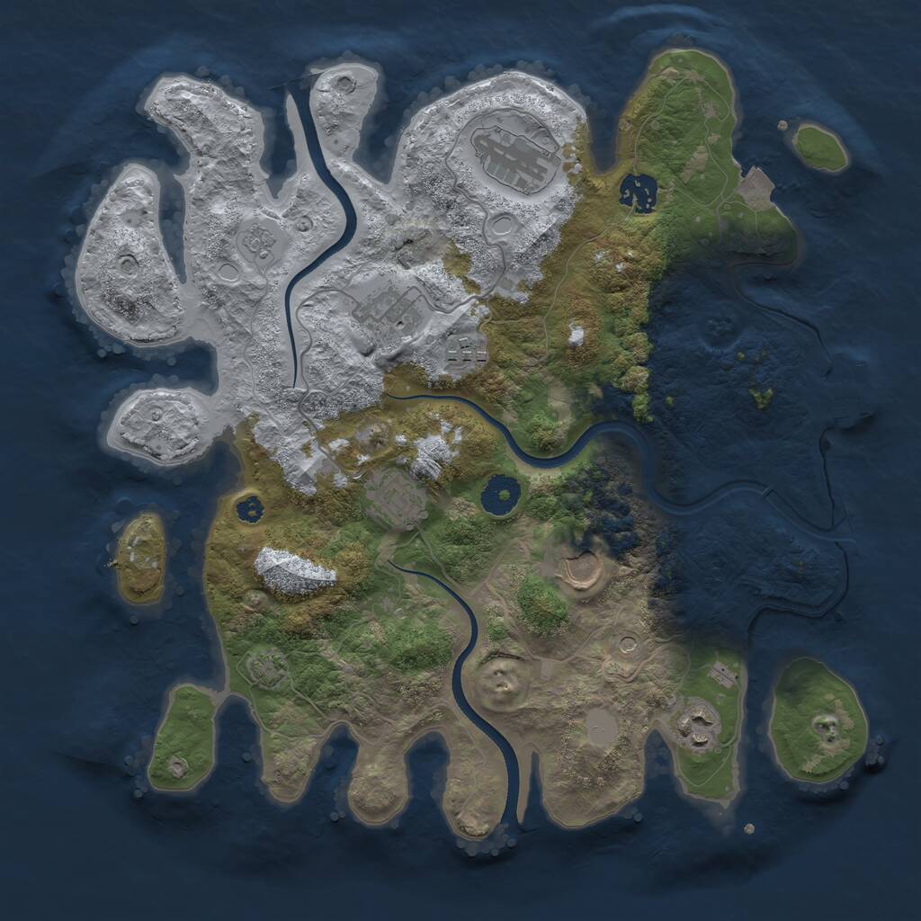 Rust Map: Procedural Map, Size: 3500, Seed: 1957050658, 12 Monuments