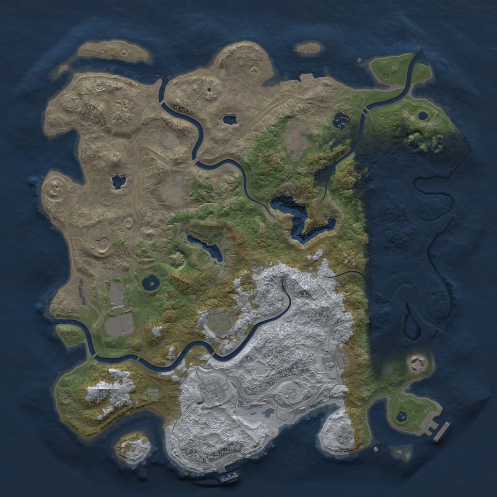 Rust Map: Procedural Map, Size: 4500, Seed: 136658938, 17 Monuments
