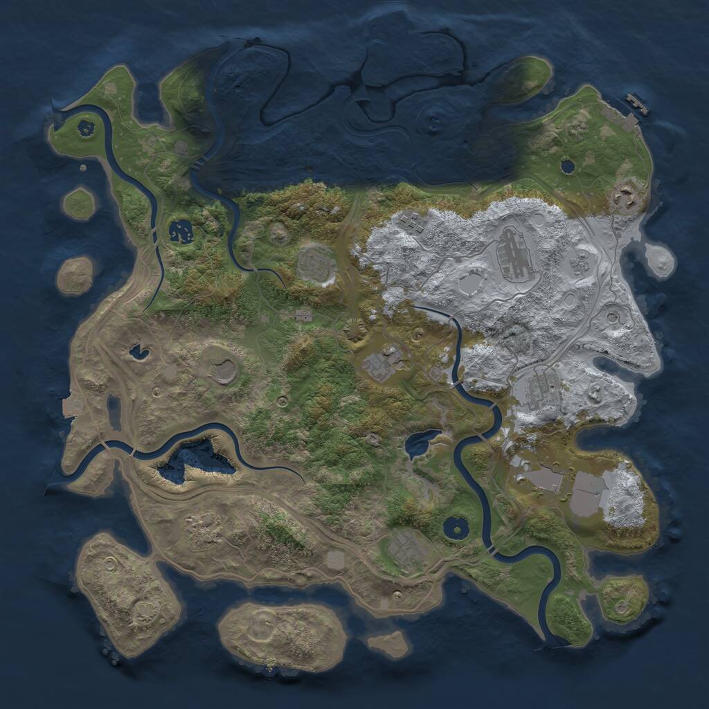 Rust Map: Procedural Map, Size: 4250, Seed: 1504083303, 17 Monuments