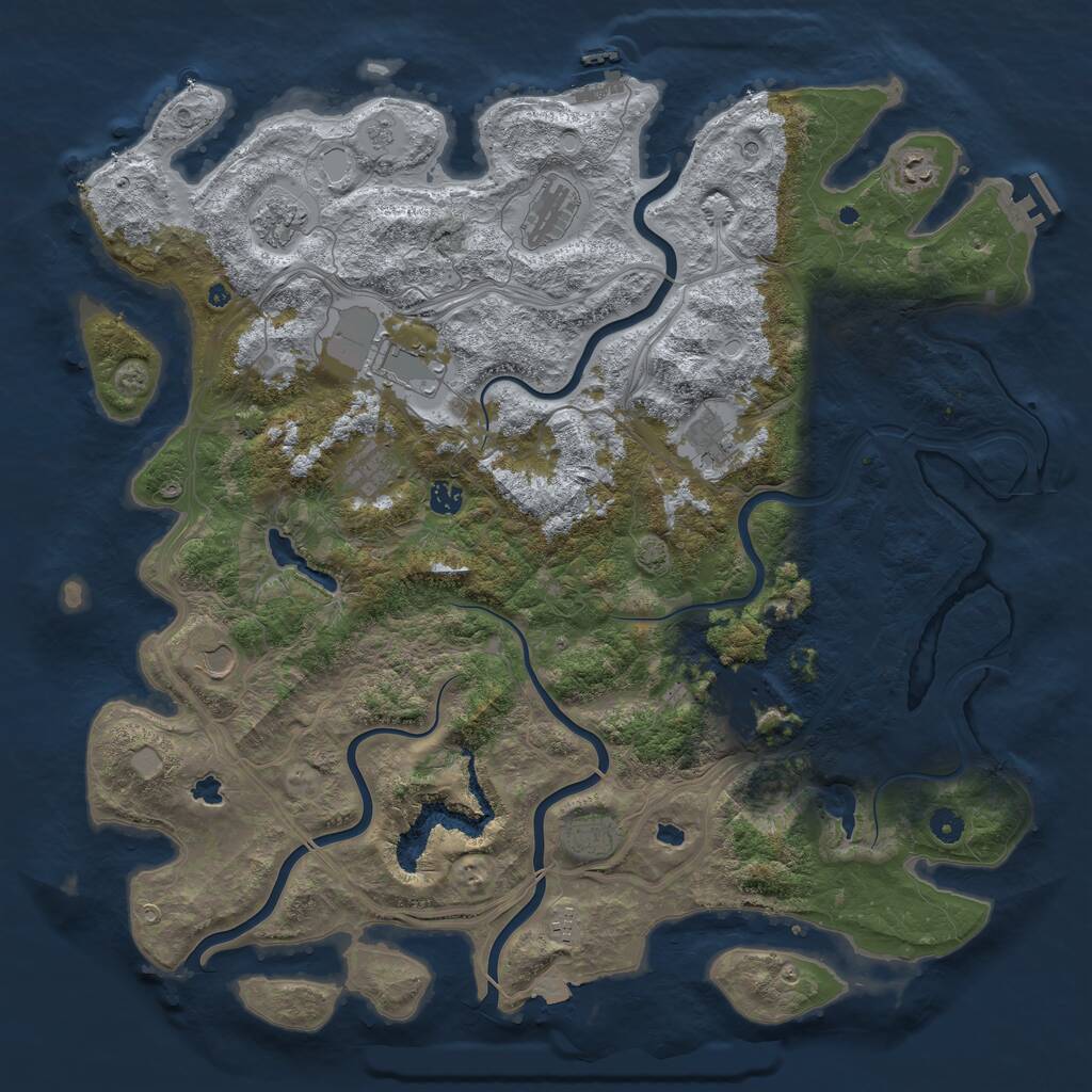 Rust Map: Procedural Map, Size: 4800, Seed: 2055528547, 17 Monuments
