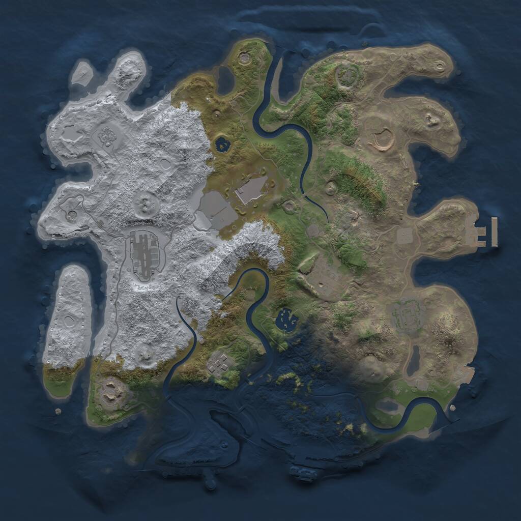 Rust Map: Procedural Map, Size: 3500, Seed: 61772434, 14 Monuments