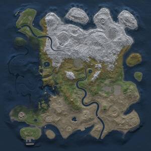 Thumbnail Rust Map: Procedural Map, Size: 4000, Seed: 1305861982, 14 Monuments