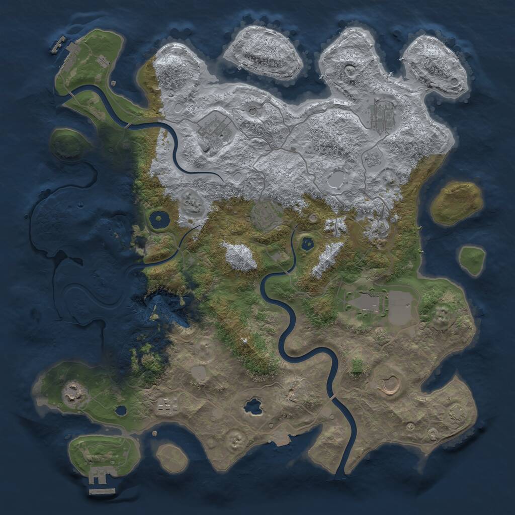 Rust Map: Procedural Map, Size: 4000, Seed: 1305861982, 14 Monuments
