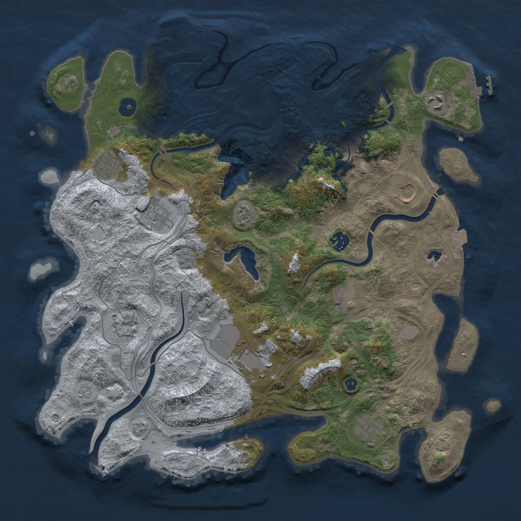 Rust Map: Procedural Map, Size: 4250, Seed: 1258810381, 16 Monuments