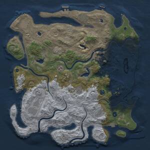 Thumbnail Rust Map: Procedural Map, Size: 4500, Seed: 102102025, 17 Monuments