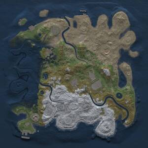 Thumbnail Rust Map: Procedural Map, Size: 3750, Seed: 1057376654, 15 Monuments